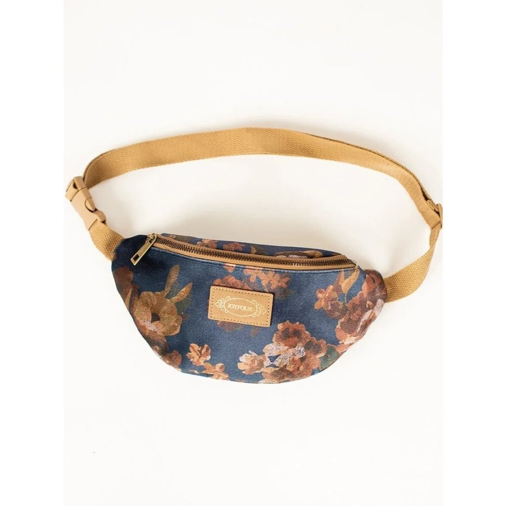 Joyfolie Women's Savannah Belt Bag in Navy Floral fanny pack